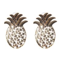 New Pineapple Earrings Female Long Retro Bronze Diamond Earrings sku image 1