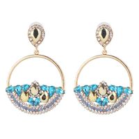 New Geometric Round Earrings Female Creative Simple Hollow Earrings Diamond Ear Ornaments sku image 1