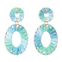 Earrings Jewelry Alloy Dyed Color Rafia Weave Female Earrings Geometric New Style sku image 1