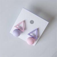 Hollow Triangle Round Asymmetric Ice Cream Color Temperament Simple Earrings Female sku image 1