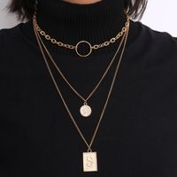 Jewelry Simple Geometric Chain Item Female Ring Letter Tag Retro Stack Necklace sku image 1