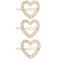 Hair Accessories For Girls Metal Chain Heart-shaped Hollow Hairpin Clips Folder Wholesale main image 4