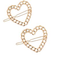 Hair Accessories For Girls Metal Chain Heart-shaped Hollow Hairpin Clips Folder Wholesale main image 5