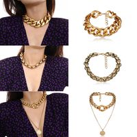 Portrait Mix And Match Item Female Exaggerated Thick Chain Geometric Simple Necklace main image 1