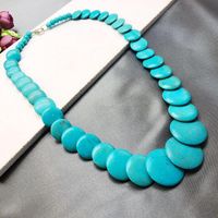 Turquoise Stone Necklace Oval Stone Necklace Short Necklace Cool Necklace main image 5