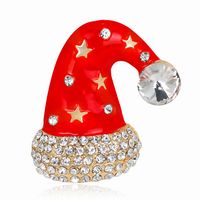 Großhandel Weihnachts Kette Schmuck Koreanische Mode Cartoon Niedlichen Weihnachts Hut Brosche Legierung Tropföl Corsage main image 1