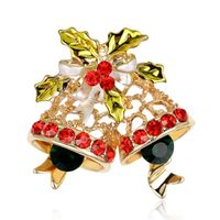 Christmas Series Jewelry Kc Gold Full Diamond Christmas Bell Brooch Wholesale main image 1