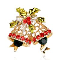 Navidad Serie Joyas Kc Oro Completo Diamante Campana De Navidad Broche Al Por Mayor main image 1