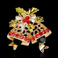 Navidad Serie Joyas Kc Oro Completo Diamante Campana De Navidad Broche Al Por Mayor main image 3