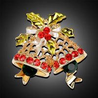Christmas Series Jewelry Kc Gold Full Diamond Christmas Bell Brooch Wholesale main image 4