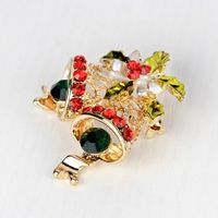 Christmas Series Jewelry Kc Gold Full Diamond Christmas Bell Brooch Wholesale main image 6