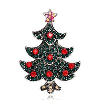 أزياء عيد الميلاد شجرة بروش المرأة رائعة سبائك الماس تصفيح القديمة الذهب الفضة الصدار الجملة main image 1