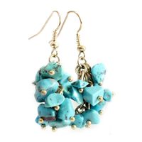 Natural Turquoise Gravel Earrings Handmade Grape Crush Earrings Stone Earrings Wholesale main image 3