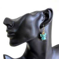 Natural Turquoise Gravel Earrings Handmade Grape Crush Earrings Stone Earrings Wholesale main image 4