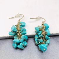 Natural Turquoise Gravel Earrings Handmade Grape Crush Earrings Stone Earrings Wholesale main image 5