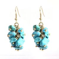 Natural Turquoise Gravel Earrings Handmade Grape Crush Earrings Stone Earrings Wholesale main image 6