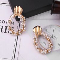 Alloy Diamond Pearl Beaded Earrings Atmospheric Oval Earrings Accessories main image 3