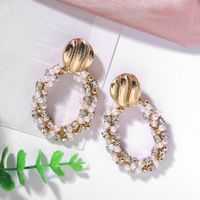 Alloy Diamond Pearl Beaded Earrings Atmospheric Oval Earrings Accessories main image 4