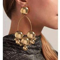 New European And American Baroque Style Metal Ball Geometry Wild Fashion Temperament Exaggerated Long Earrings Street Shooting main image 2