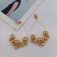 New European And American Baroque Style Metal Ball Geometry Wild Fashion Temperament Exaggerated Long Earrings Street Shooting main image 4