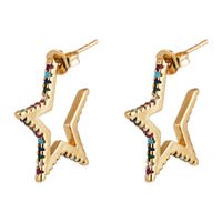 Stud Earrings Micro-inlaid Zircon Corners Five-pointed Star Stud Earrings Fashion Star Earrings sku image 1