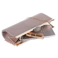 Silver Black Champagne Pu Leather Solid Color Square Evening Bags main image 4