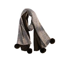 Left And Right Stitching Four Hair Ball Scarf Women Autumn And Winter New Long Section Thick Couple Students Warm Wild Scarf main image 6