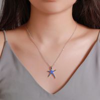 New Necklace Fashion Simple Five-pointed Star Clavicle Chain Blue Starfish Pendant Jewelry main image 3