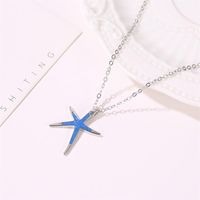 New Necklace Fashion Simple Five-pointed Star Clavicle Chain Blue Starfish Pendant Jewelry main image 5