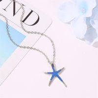 New Necklace Fashion Simple Five-pointed Star Clavicle Chain Blue Starfish Pendant Jewelry main image 6