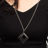 Sweater Chain Europe And America Simple Square Multi-layer Geometric Necklace main image 4