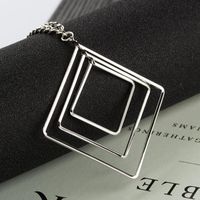 Sweater Chain Europe And America Simple Square Multi-layer Geometric Necklace main image 6
