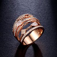 Stylish Personality Ring Plated Rose Gold Micro-inlaid Zircon Multi-ring Ring main image 3
