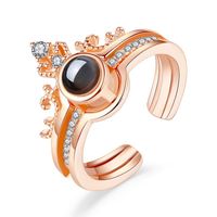 Crown Ring Open Couple Ring Fashion 100 Languages I Love You Projection Ring main image 1