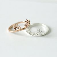 Christmas Reindeer Elk Ring Antlers Ring Tail Ring Silver Plated Ring Wholesales Fashion main image 4