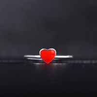 Opening Adjustable Ring Ring Heart Shape Love Red Heart Silver Ring main image 1