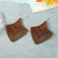 Geometric Hollowed Out Wood Large Earrings Retro Ear Hook Wholesales Fashion main image 4