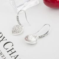 Simple And Stylish Full Of Diamond Heart Love Ear Hook Silver-plated Earrings main image 3