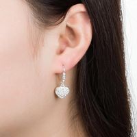 Simple And Stylish Full Of Diamond Heart Love Ear Hook Silver-plated Earrings main image 5