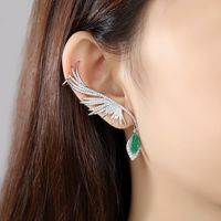 Stud Earrings Vintage Female Cubic Zirconium Feather Ear Clips Stud Earrings Party Earrings main image 3