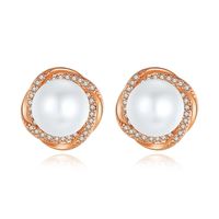 Stud Earrings Fashion New Women&#39;s Pearl Copper Zirconium Stud Earrings S925 Silver Earrings main image 1