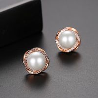 Stud Earrings Fashion New Women&#39;s Pearl Copper Zirconium Stud Earrings S925 Silver Earrings main image 5