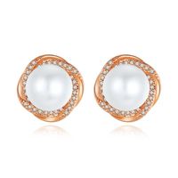 Stud Earrings Fashion New Women&#39;s Pearl Copper Zirconium Stud Earrings S925 Silver Earrings main image 6