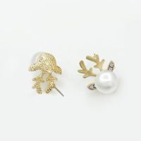 Fashion Micro-set Pearl Antlers Earrings Simple Deer Head Elegant Earrings Deer Earrings main image 5