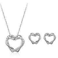 Fashion Temperament Heart-studded Diamond Necklace Earrings Set sku image 2