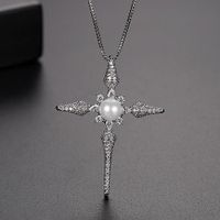 Necklace New Cross-border Europe And America Cross Pearl Ladies Pendant Necklace Wholesale sku image 1