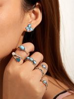 Turquoise Ring Set Blue Turkey 6 Piece Earrings Ring Set Wholesale sku image 1