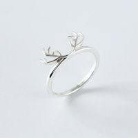 Christmas Reindeer Elk Ring Antlers Ring Tail Ring Silver Plated Ring Wholesales Fashion sku image 1