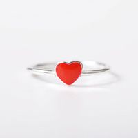 Opening Adjustable Ring Ring Heart Shape Love Red Heart Silver Ring sku image 1