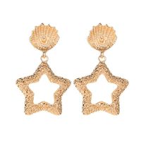 Explosion Earrings Beach Starfish Shell Earrings Five-pointed Star Embossed Earrings Women sku image 1